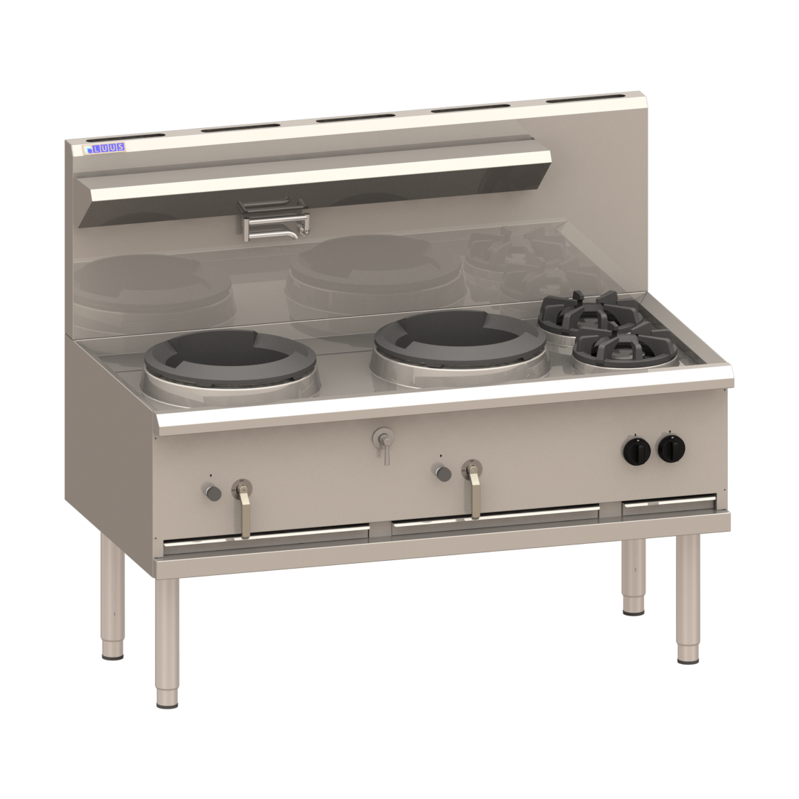 2 Hole 2 Side Burner Compact Waterless Wok