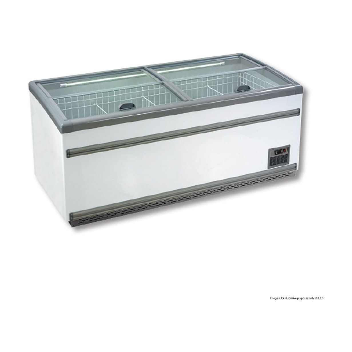 Island Dual Temperature Freezer & Chiller with Glass Sliding Lids - 650L