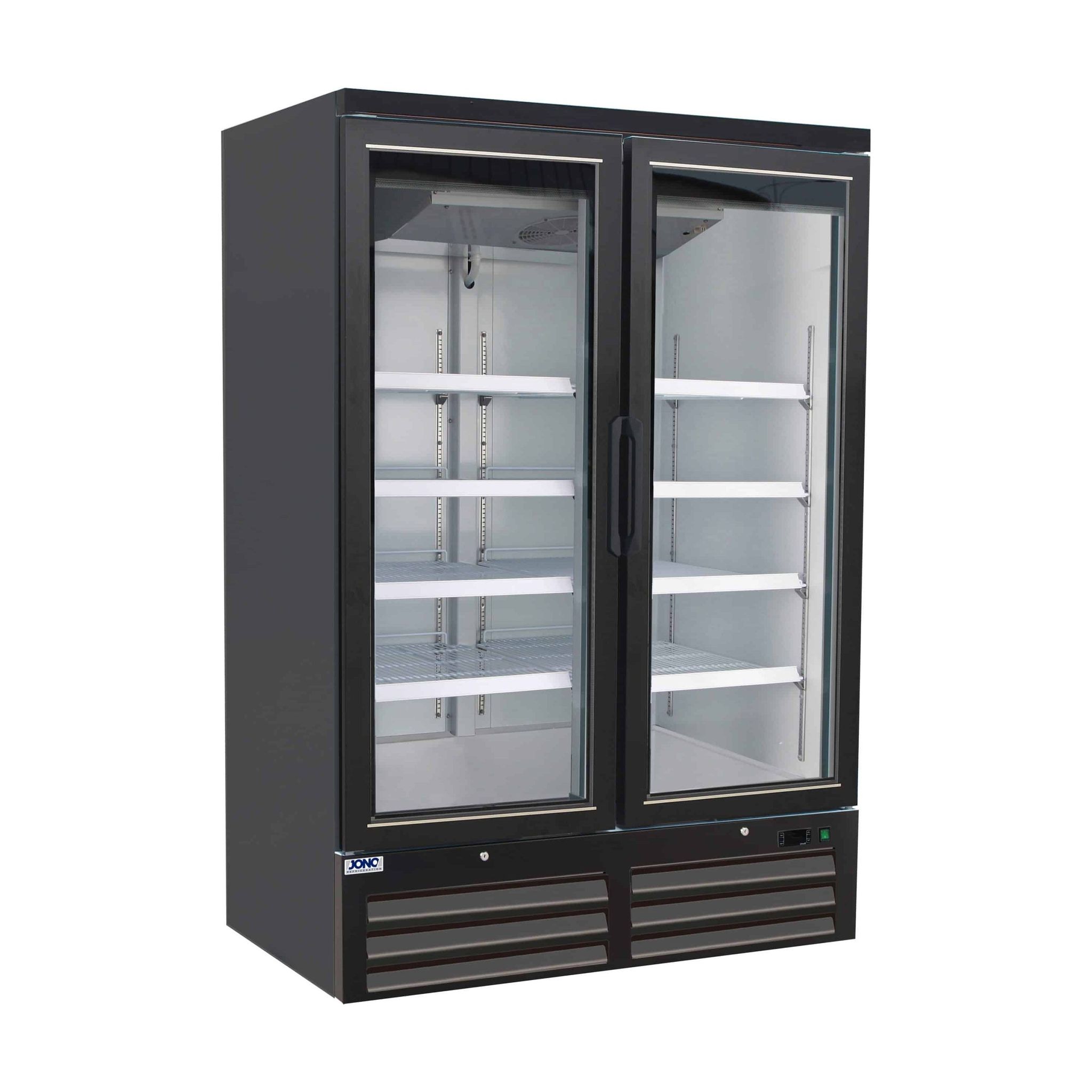 Commercial Upright Two Door Supermarket Display Fridge (Black)
