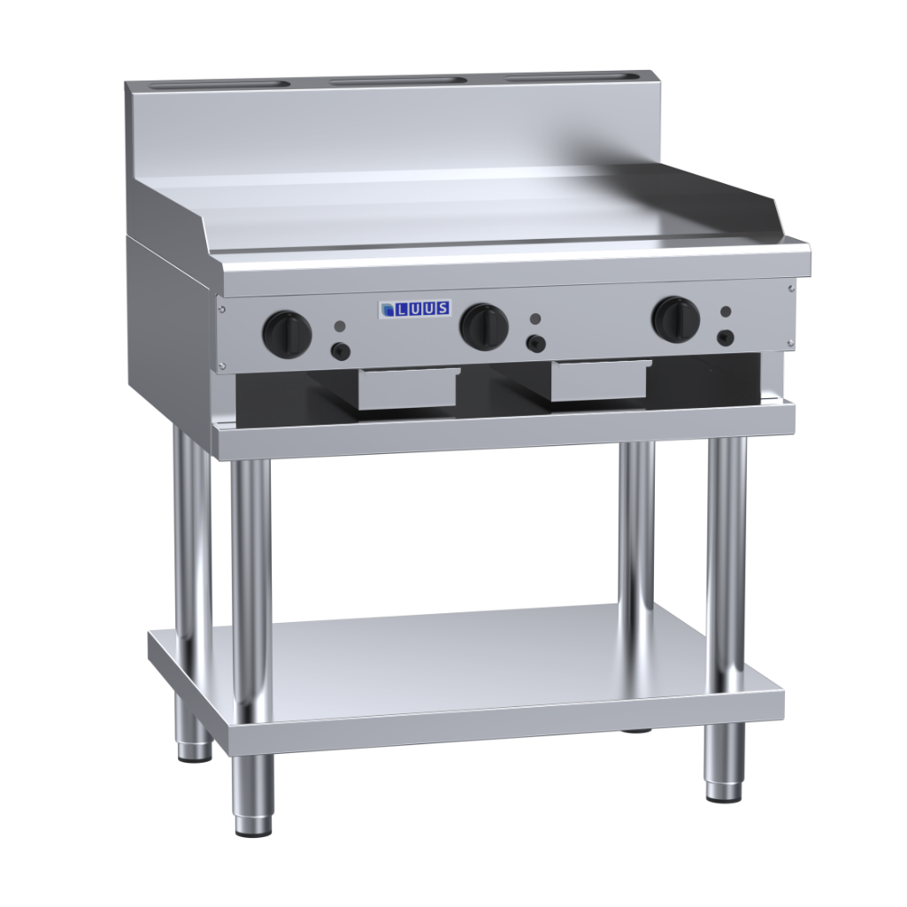 Luus 900mm Griddle with legs & shelf