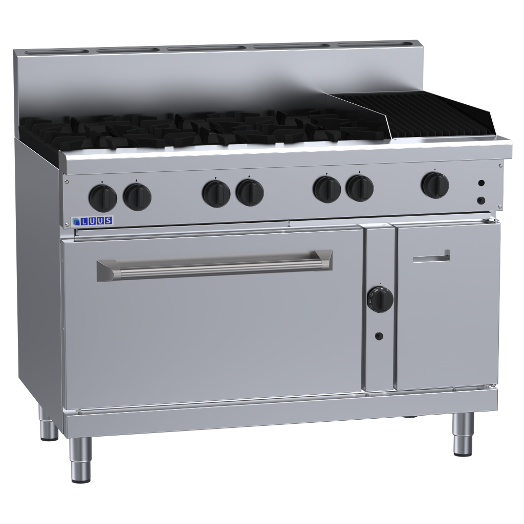 Luus 6 Burner 300mm Chargrill & Static Oven with flame failure
