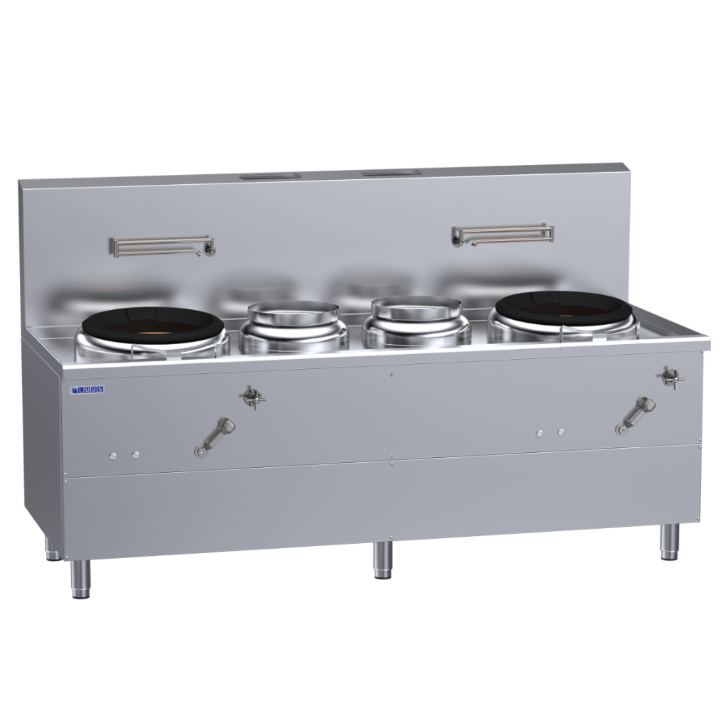 Luus 2 Air-Blast Burners & 2 Centre-Pots Fo San Wok with fan, electronic ignition
