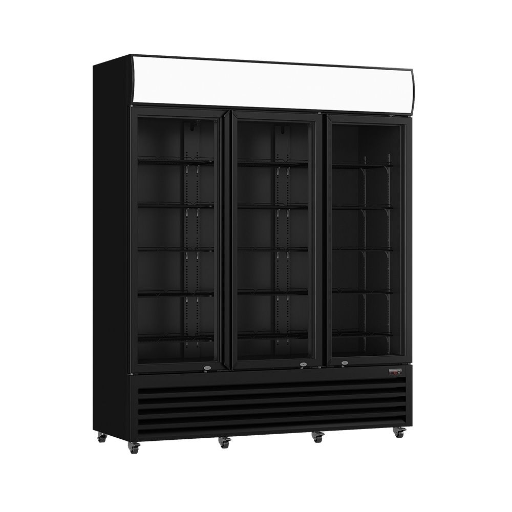 Thermaster Three Glass Door Colourbond Upright Drink Fridge LG-1203BP (Black)