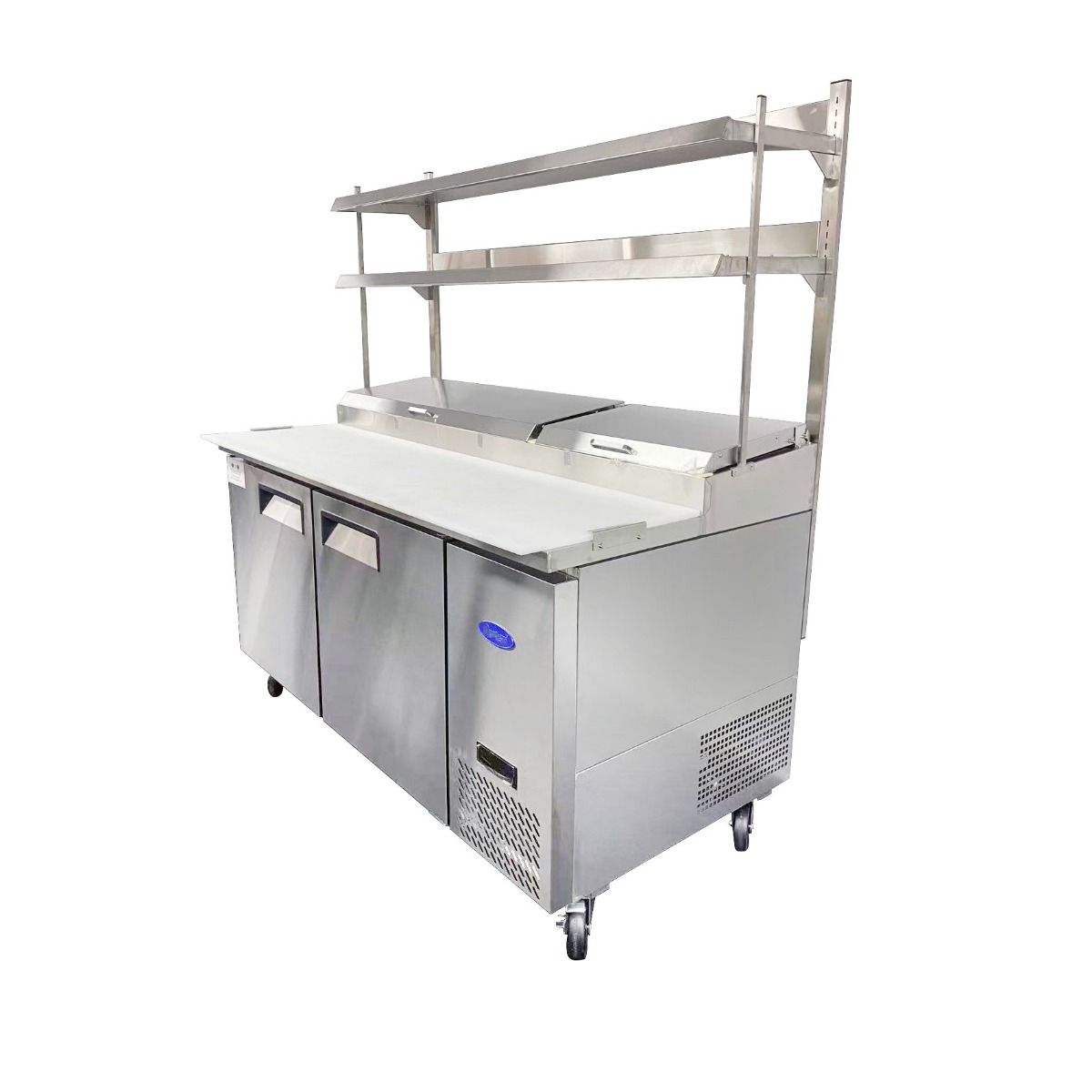 Atosa 2 Door Pizza Prep Table Fridge With Over Shelf