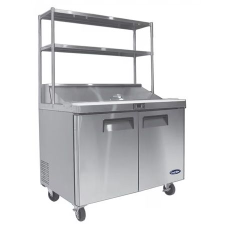 Atosa 2 Door Sandwich Prep Table Fridge With Over Shelf - MSF8303OS
