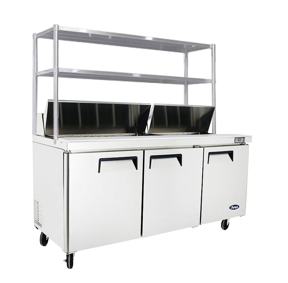 Atosa 3 Door Sandwich Prep Table Fridge With Over Shelf