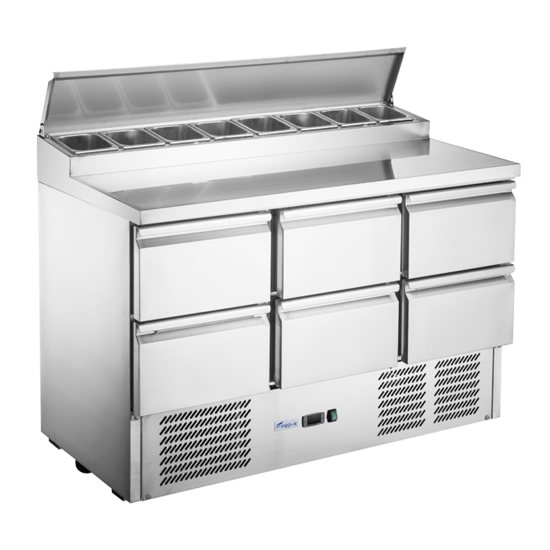 FED-X Six Drawer Salad Prep Fridge - XGNS1300D-6D
