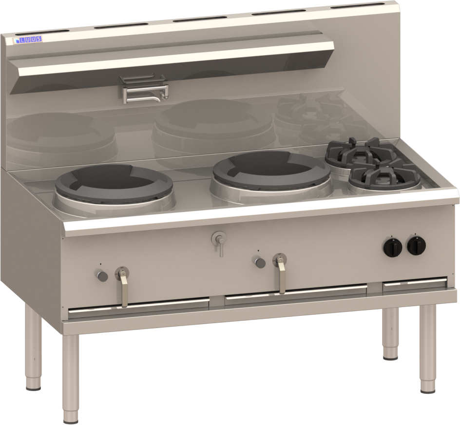 2 Hole 2 Side Burner Compact Waterless Wok