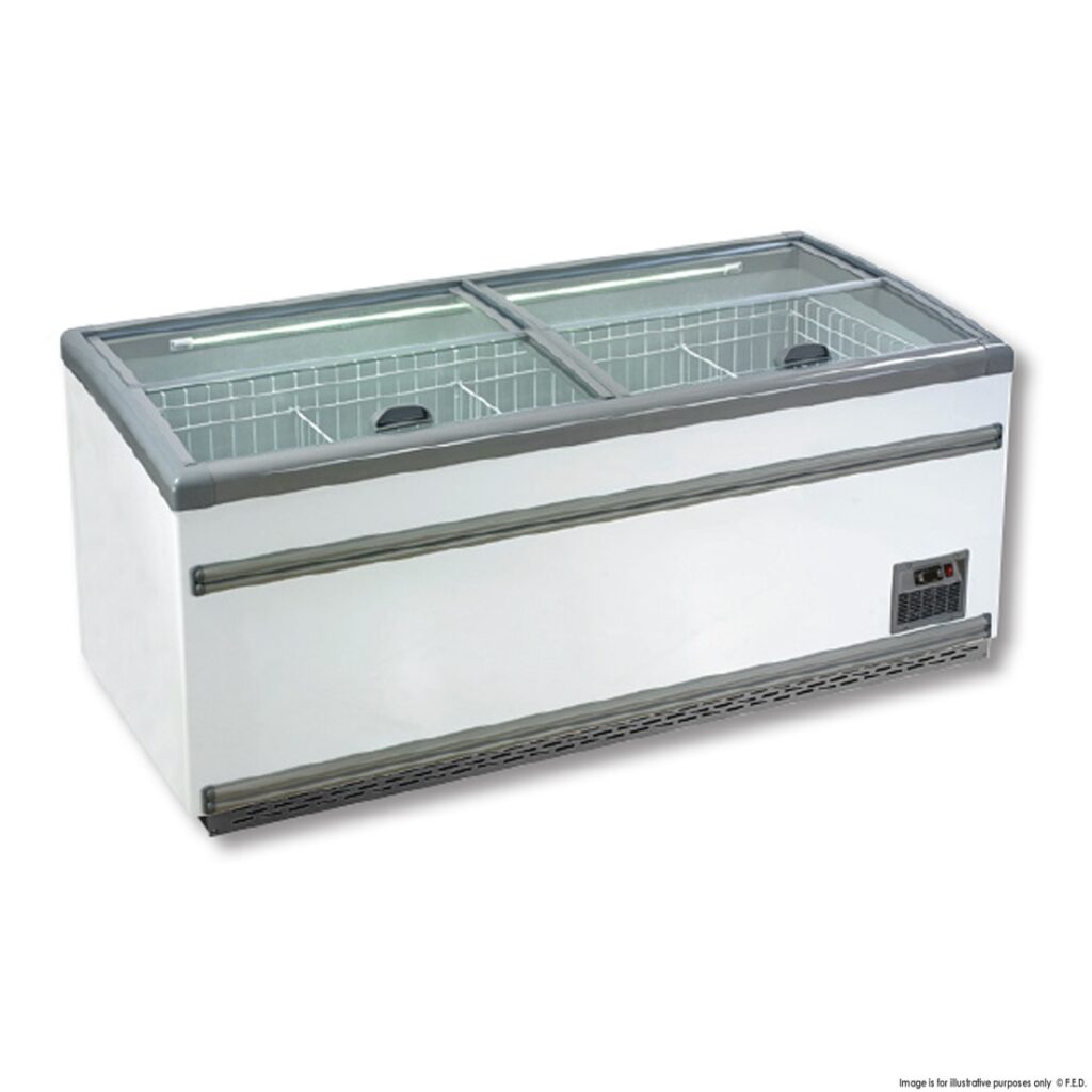 Island Dual Temperature Freezer & Chiller? with Glass Sliding Lids - 650L